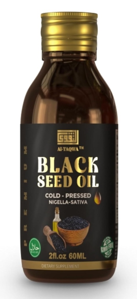 Olio di semi neri, Olio di semi di cumino nero puro (Nigella Sativa) Kalonji, Pressato a freddo, Non raffinato, Thymoquinone, Vegan Friendly, Non OGM, Liquid 60ml