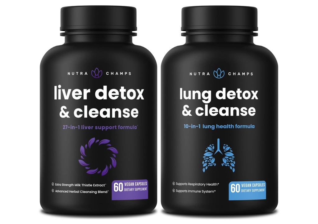 NutraChamps Liver Cleanse Capsule e Lung Cleanse Capsule 2 Pack Bundle