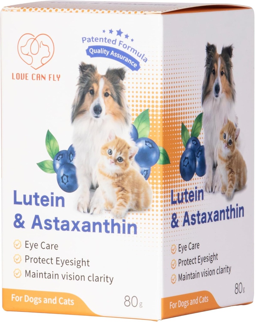 Lutein per cani e gatto occhio supplemento Astaxantina tutto naturale ingrediente umano di sostegno Tear Stain Immune, Lutein Fonte dagli Stati Uniti, Migliorare Vision Salute Antiossidanti- 2.8 Oz