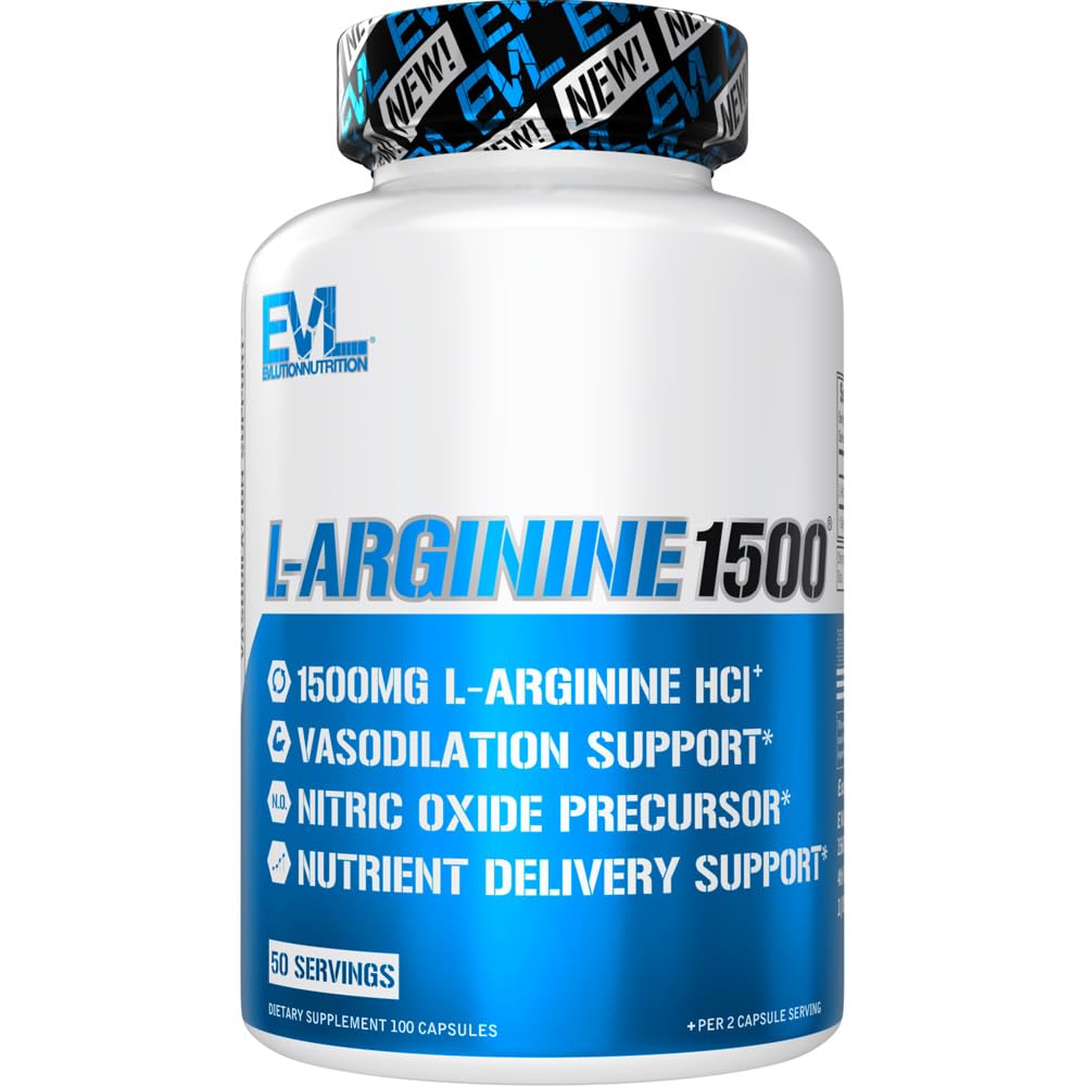 Evlution Nutrition Nitric Oxide Booster L-Arginina Supplemento - High Potency Nitric Oxide Supplement con 1500mg di L Arginina HCL per pompe potenziate Energy Muscle Growth and Vascularity NO Booster