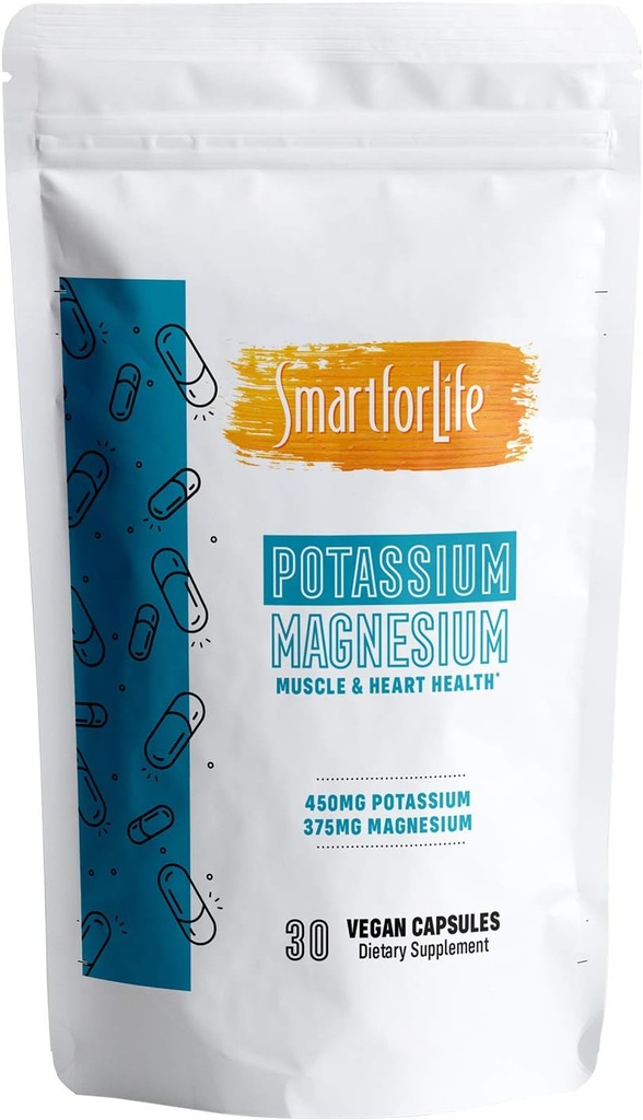 SMART PER LIFE Potassio Magnesio Supplemento - 30 Capsule Vegan - Magnesio Supplemento Potassio - Complesso Minerale ad Alta Assorbimento - Supporto Muscolare &amp; Equilibrio Elettrico