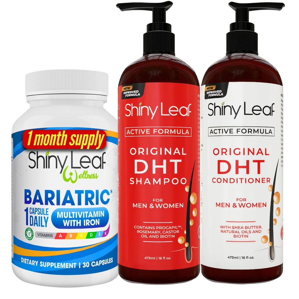 Bariatrico Multivitaminico con Ferro e DHT Blocker Shampoo e Condizionatore, Shampoo per Perdita di Capelli e Condizionatore per Donne e Uomini