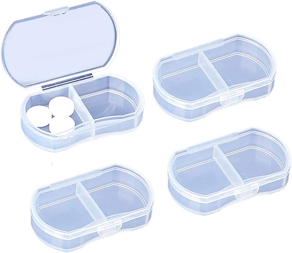 4PCS caso di pillole per l'organizzatore di piccole pillole portatile Travel Daily Pill Containers AM & PM Mini Pill Box Vitamina, olio di pesce, titolare supplemento