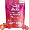 Creatina Monoidrato Gummies - 5g Creapure Creatina per Serving - Vegan - Boost Muscle Strength, Endurance, Recovery & Mental Focus - 90 Gummies, Gluten-Free (Strawberry)