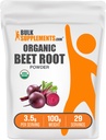 BulkSupplements.com Polvere di radice di barbabietola organica - Supplemento Superfood, Supplementi di radice di barbabietola - Vegan & Gluten Free, 3.5g per porzione, 100g (3,5 oz) (Pack of 1)