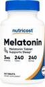 Nutricost Melatonin 3mg, 240 compresse - 3mg per porzione, Non OGM, Gluten Free