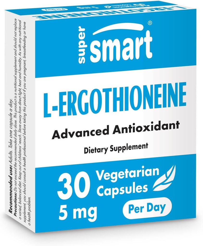 Supersmart L-Ergothioneine Supplemento 5mg al giorno (antiossidante avanzato) | Non-GMO - 30 capsule vegetariane