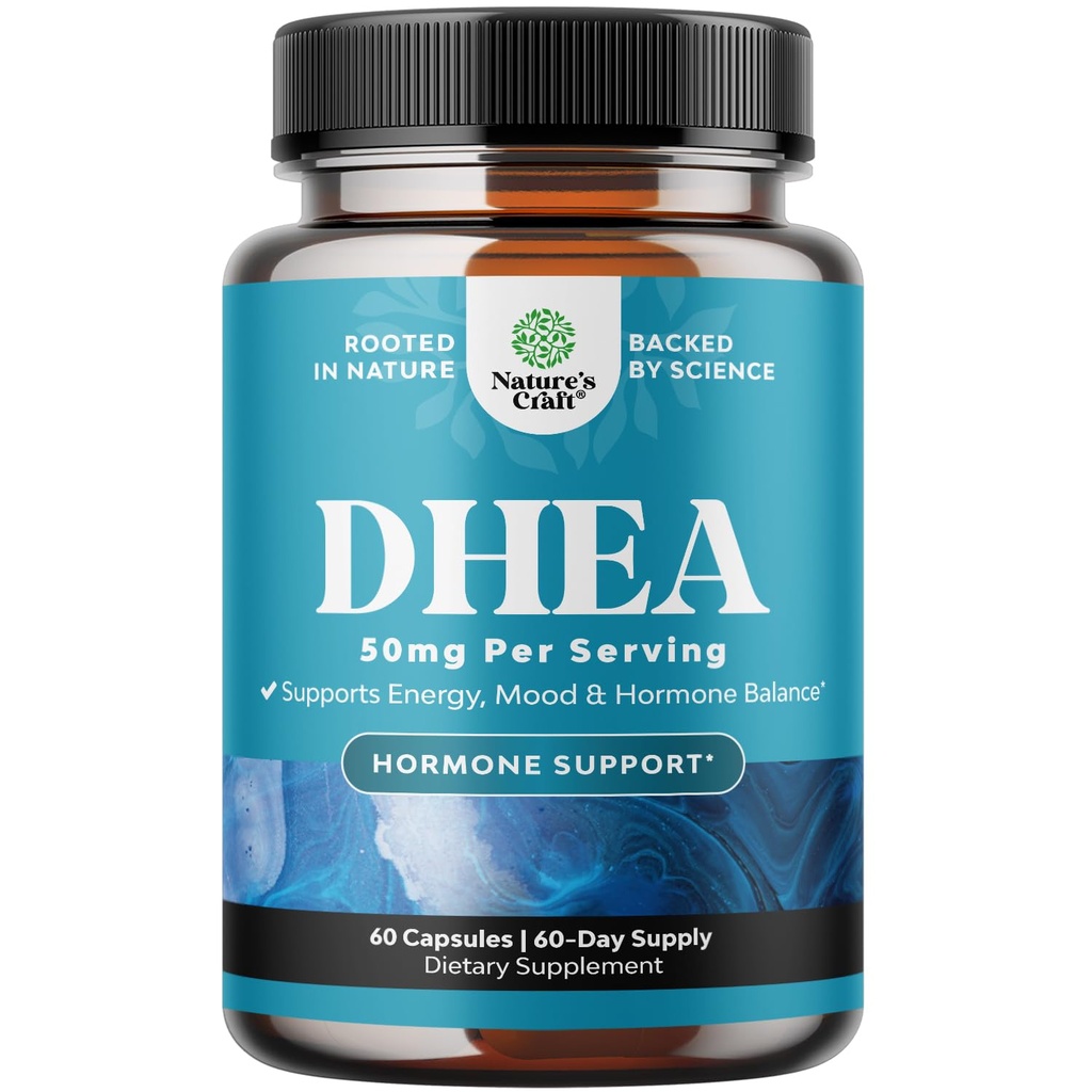 DHEA Supplemento per le donne e gli uomini - DHEA puro 50mg per l'equilibrio dell'ormone, migliora la stabilità dell'umore, la funzione del cervello, il sistema immunitario, l'energia e la fertilità - Dehydroepiandrosterone capsule per gli adulti - 60 Ct