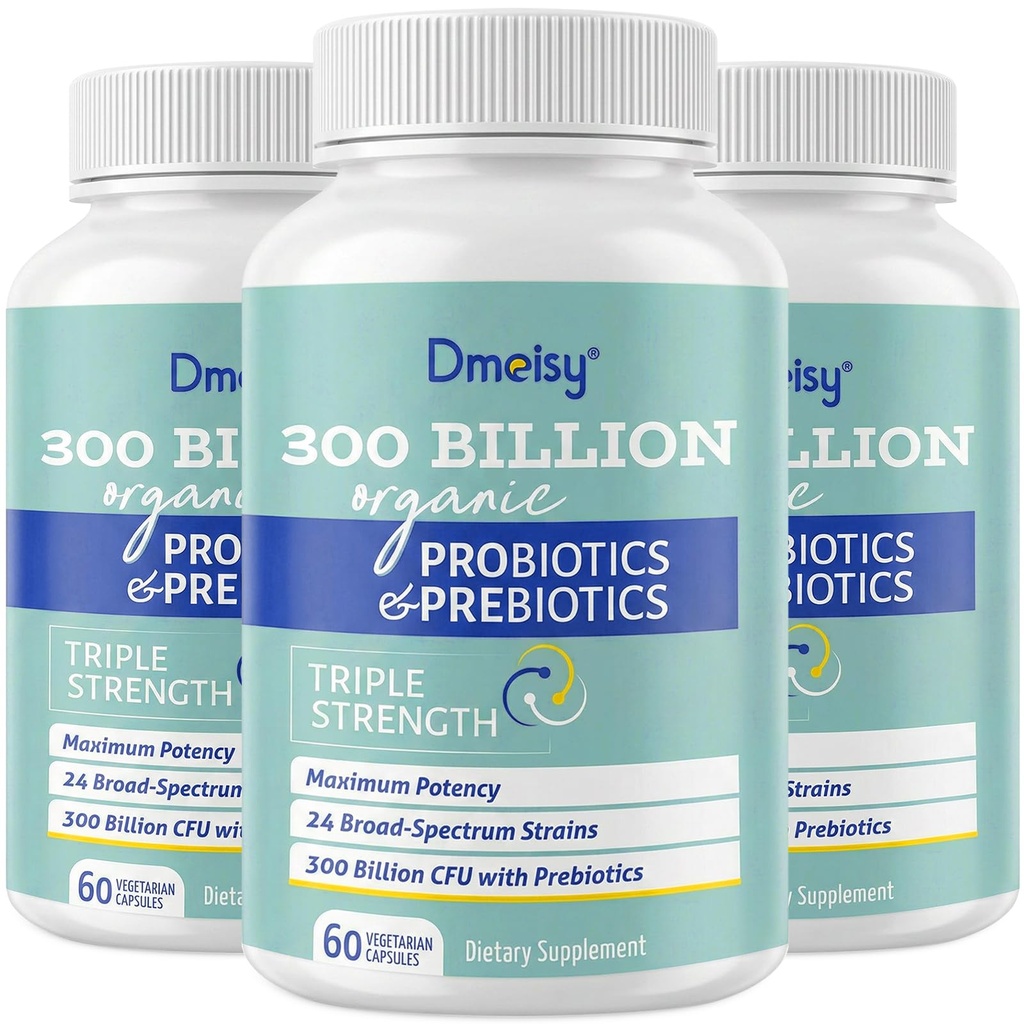Probiotici per le donne e gli uomini, 300 miliardi di CFU 24 Strains Probiotici + 15 erbe biologiche Prebiotics Blend, Shelf Stable Gut Health Supplement per Digestive Immune & Whole-Body Health, 6 mesi di fornitura