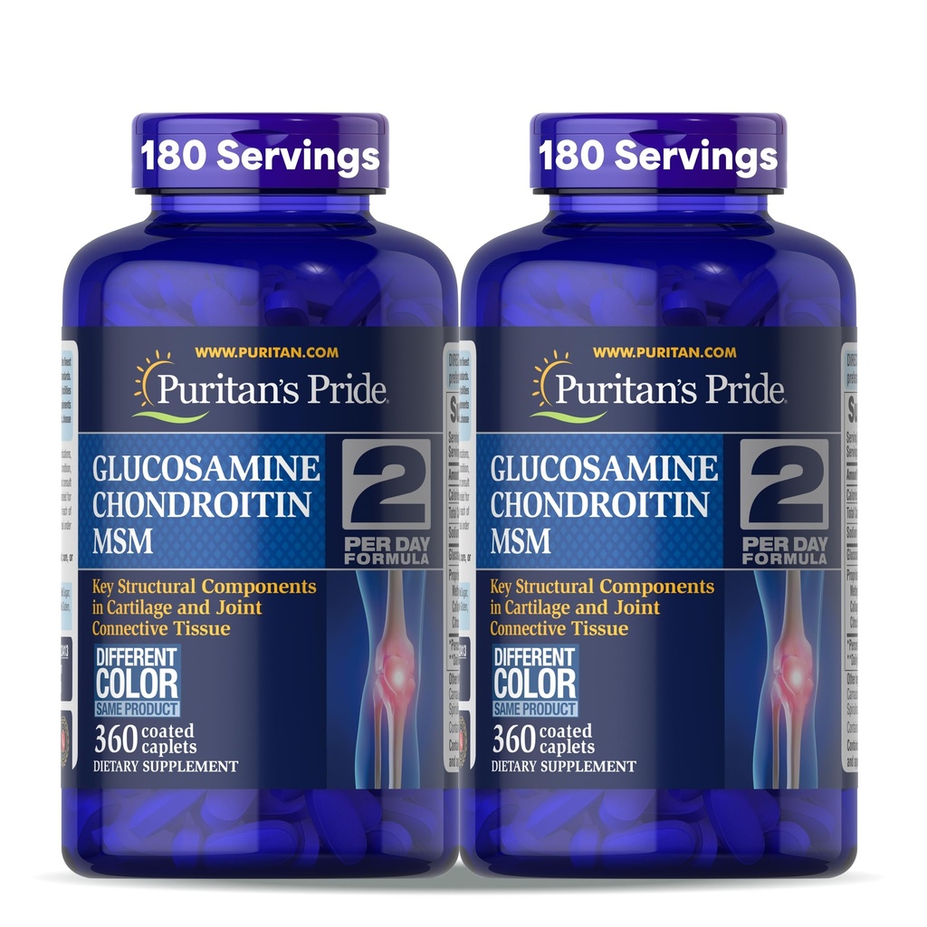 Puritan Pride Glucosamine Chondroitin MSM Integratore alimentare per la salute comune, 360 Caplets rivestiti