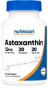 Nutricost Astaxanthin 12mg, 30 Softgels - Non OGM e Gluten Free