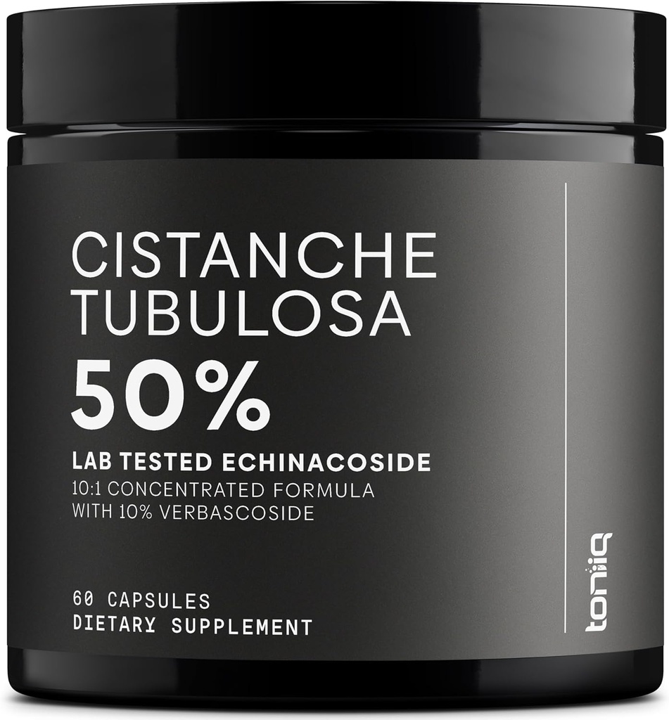 Estratto di Tubulosa di Cistanche - Estrema potenza 10:1 estratto con 50% Echinacoside & 10% Verbascoside - Altamente concentrato - Laboratorio di terze parti testato - 60 capsule