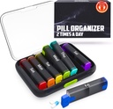 BEXEEN Organizzatore settimanale di pillole 2 volte al giorno - Scatola di pillole 7 giorni Am Pm - Organizzatore di medicina di viaggio Twice Daily Vitamin Holder Portable Supplement Case Week Morning Night Med Dispenser Detachable Container