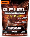 G Fuel Protein + Energy Drink Powder, Pre Workout Caffeine Mix for Gaming, Sugar Free Focus Amino, Vitamina + Antiossidanti, 19oz (Chocolate, 20 Serve)