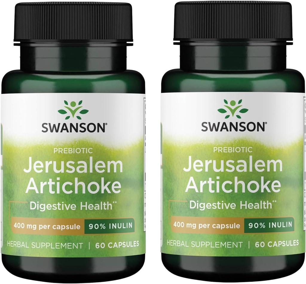 Swanson Prebiotic Jerusalem Artichoke - 90% Inulin 400 mg 60 Caps (2 Confezione)