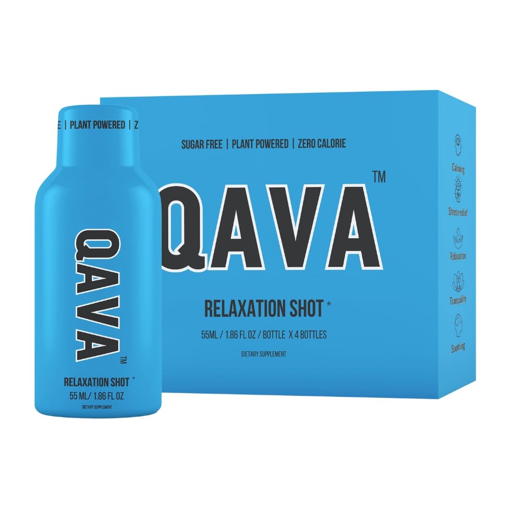QAVA Rilassamento Shots – Kava Kava - 450MG Kavalactones – Sugar-Free, Zero Calories – 55ml ciascuno - Confezione da 4