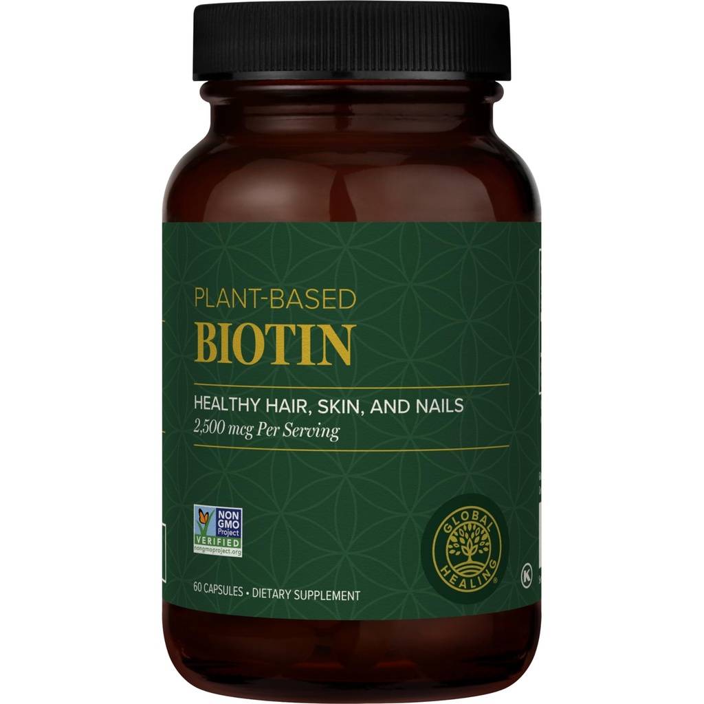 Global Healing Center - Biotin (Vitamin B7) Biotina per il supplemento di crescita dei capelli Vitamine, Supporta la pelle radiante, e chiodi più forti, Perdita dei capelli Vitamine per le donne e gli uomini, Più di 1000mcg