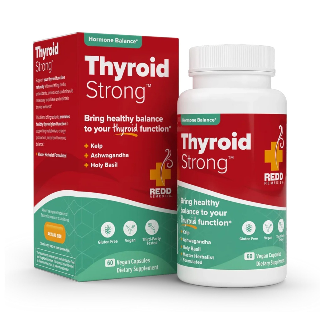 Rimedi rossi, tiroide forte, supporta la funzione tiroide sana e l'equilibrio, 60 capsule vegane