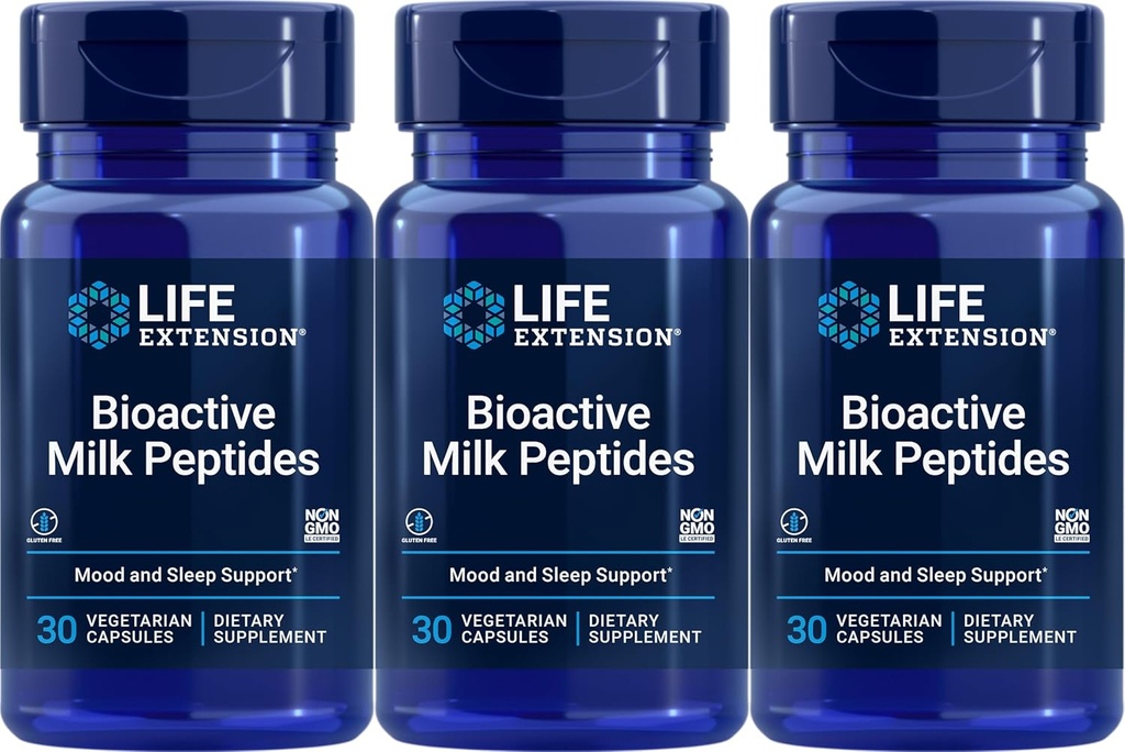Prolungamento della vita Peptidi di latte bioattivi, 30 capsule vegetariane (pacchetto di 3)