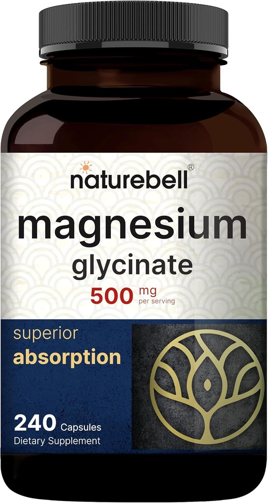 NatureBell Magnesium Glycinate Capsule 500mg & Vitamina B Complex per le donne 240 Veggie Capsule Bundle Pack | Minerale Chelato & Purificato | Immune, Energy & Prenatal Support