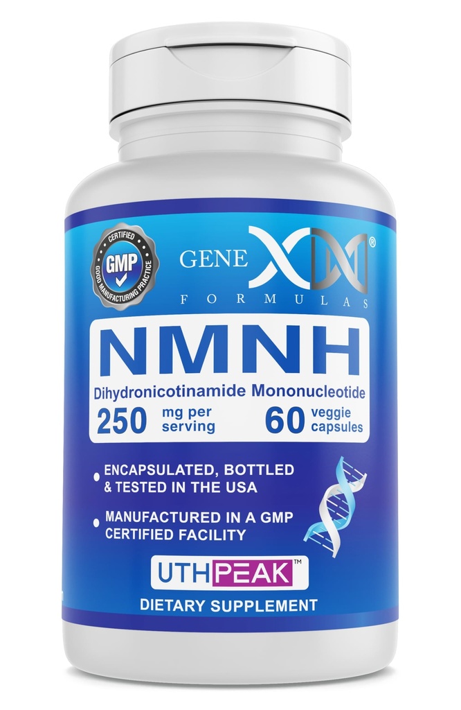 Genex Formulas 250mg NMNH (60 Capsule - 30 Serve) | UthpeakTM NMNH (Dihydronicotinamide Mononucleotide) NAD+ Precursore per l'invecchiamento sano - Non OGM, Senza glutine, Vegetariano
