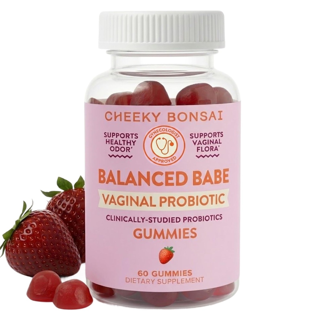 Cheeky Bonsai, Vaginal Probiotic Gummies per le donne - pH bilanciato, odore sano, e supporto Flora - 5 miliardi di CFU - Juicy Strawberry Flavor, 60 Conte