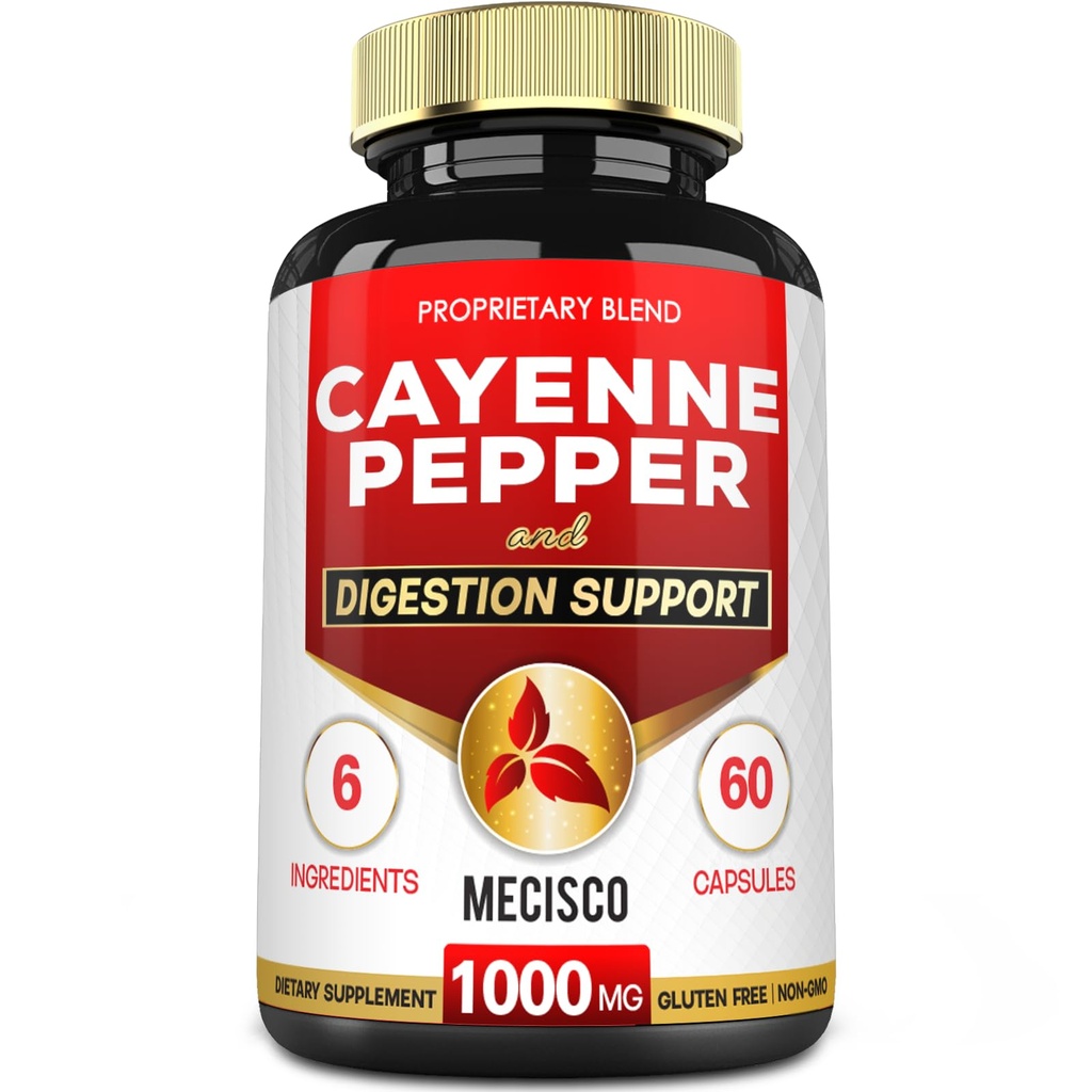 6in1 Cayenne Pepper Capsule con radice di zenzero, radice di barbabietola e pepe nero e altro - 60 capsule - Cayenne Supplement Supporta il sistema di digestione, Immunità