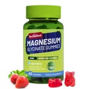 Magnesio Glycinate Gummies 500mg con L-Threonate 300mg - Integratore di potassio Magnesio senza zucchero con vitamina D, B6, CoQ10 - Aroma di fragola - 60 Gummies