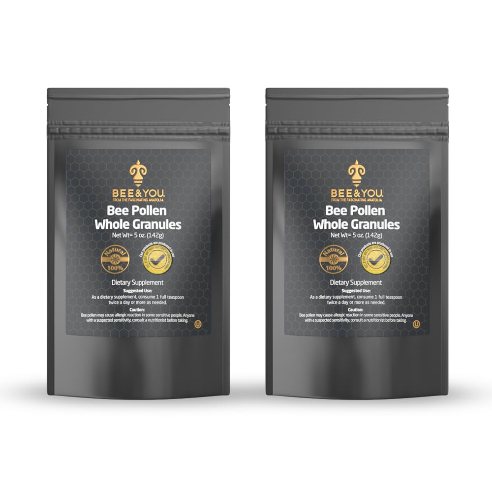Bee and You - 100% Natural & Raw Bee Pollen Granules, Bee Pollen Supplement, Superfood naturale, Aminoacidi, Antiossidanti, Enzimi, Vitamina B, Paleo, Keto, Gluten Free, Adulti | 5 Oz Confezione di 2