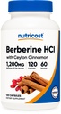 Nutricost Berberina HCl con Ceylon Cinnamon Capsule (120 Capsule, 60 Serve) - Non OGM, Prodotto Animali-Free