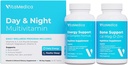 Multivitamin Day & Night Routine | Energy & Mental Clarity, Bones & Joints, Beauty, Restful Sleep | 30-Day Supply | Vitamine A, C, D, E, B-Complex | Magnesio, Biotina, Zinco, Botanical, & Minerali