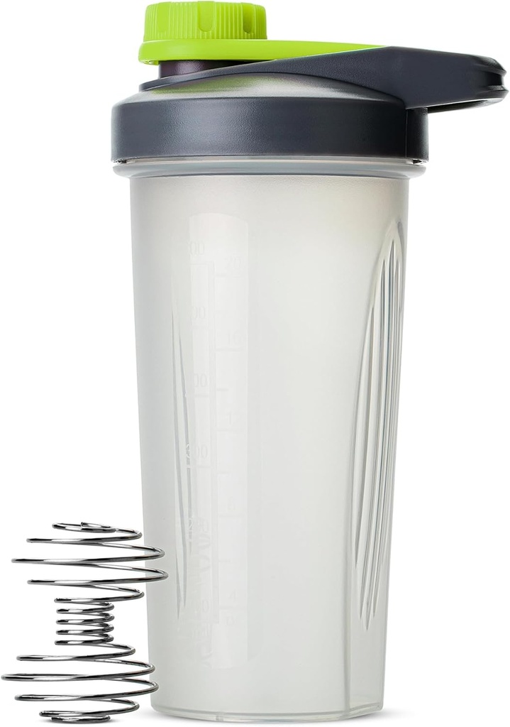 Mr. Pen- Shaker Bottiglie per miscele di proteine con tappo di torsione, 28 oz, grigio/verde, flacone per shaker proteico con filo palla di Whisk