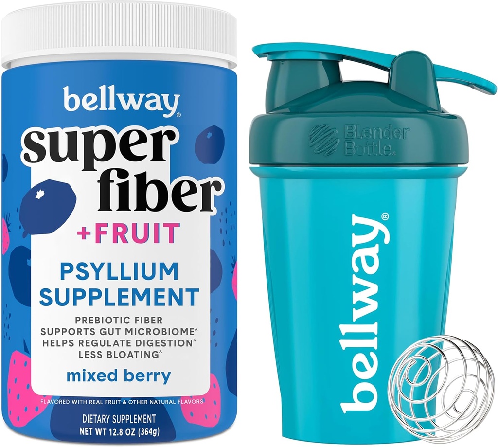 Bellway Super Fiber Powder + Frutta, Misto Bundle della bottiglia dello shaker della bacchetta