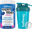 Bellway Super Fiber Powder + Fruit, Mixed Berry Shaker Bottle Bundle
