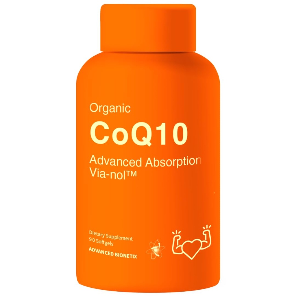 Bionetix Advanced Absorption 200mg CoQ10 w/Black Pepper Extract. 90 Softgels. Supplemento antiossidante, cuore e salute vascolare, salute del cervello, organico, senza glutine, produzione di energia