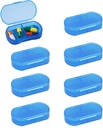 8PCS Pill Case Organizer Pocket Small Pill Holder, Daily AM & PM container, Medicine Holder, Ideale per il Farmaco, Vitamina, Supplemento, Perfetto per il viaggio, Ideale per il Purse (Blue)