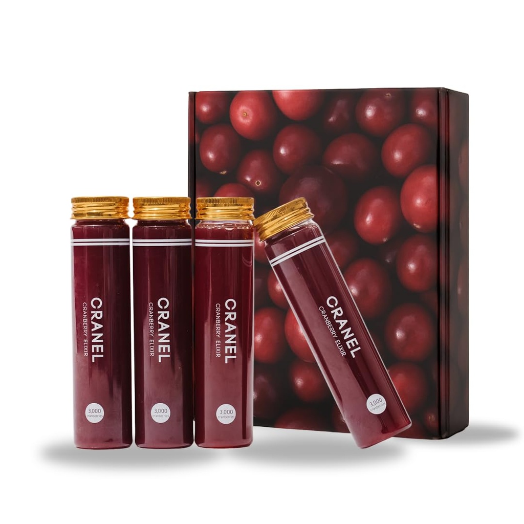 CRANEL UTI Support Cranberry Elixir, 4X Bottiglie (Fornitura mensile) Clinicamente-Proven & Antibiotic-Free, Confezionato con 3.000 Cranberries Real (Tart Taste) Vegan & Non-GMO, Zero Aggiunto Sugar