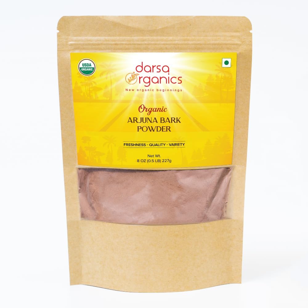 Arjuna Powder, 8 oz - USDA Organic Terminalia Arjuna per il supporto cardiovascolare, la salute del cuore e la manutenzione della pressione sanguigna, Arjuna Bark Powder, Non OGM, senza glutine, Kosher