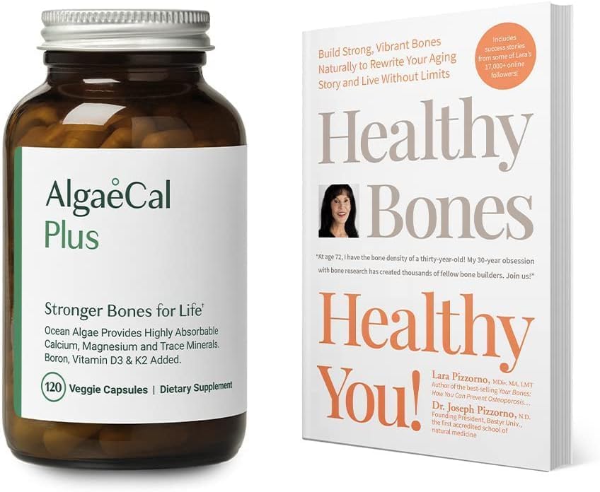 ALGAECAL Bundle Calcium Supplemento per le donne e gli uomini Vitamina D3 & K2, Magnesio e Libro di Lara Pizzorno Salute Bones Salute Si, per aumentare la salute di ossa, 1-mese di alimentazione