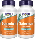 NOW Integratori, Selenio (L-Selenometionina) 200 mcg, Minerale Essenziale*, 90 capsule di Veg (Pacchetto di 2)