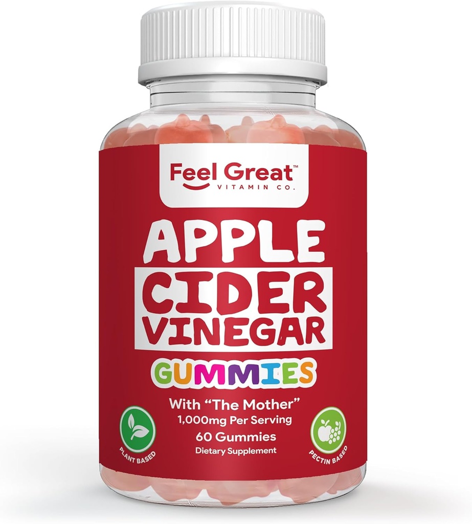 Sentire le grandi vitamine del sidro del sidro di mele Gummies – ACV con la madre per il supporto digestivo e il benessere quotidiano – Vegan, Non-GMO, 60 Gummies