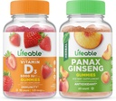 Vitamina vitale D 5000 IU + Panax Ginseng, Gummies Bundle - Grande degustazione, Integratore di vitamina, Senza glutine, OGM libero, Gomma masticabile