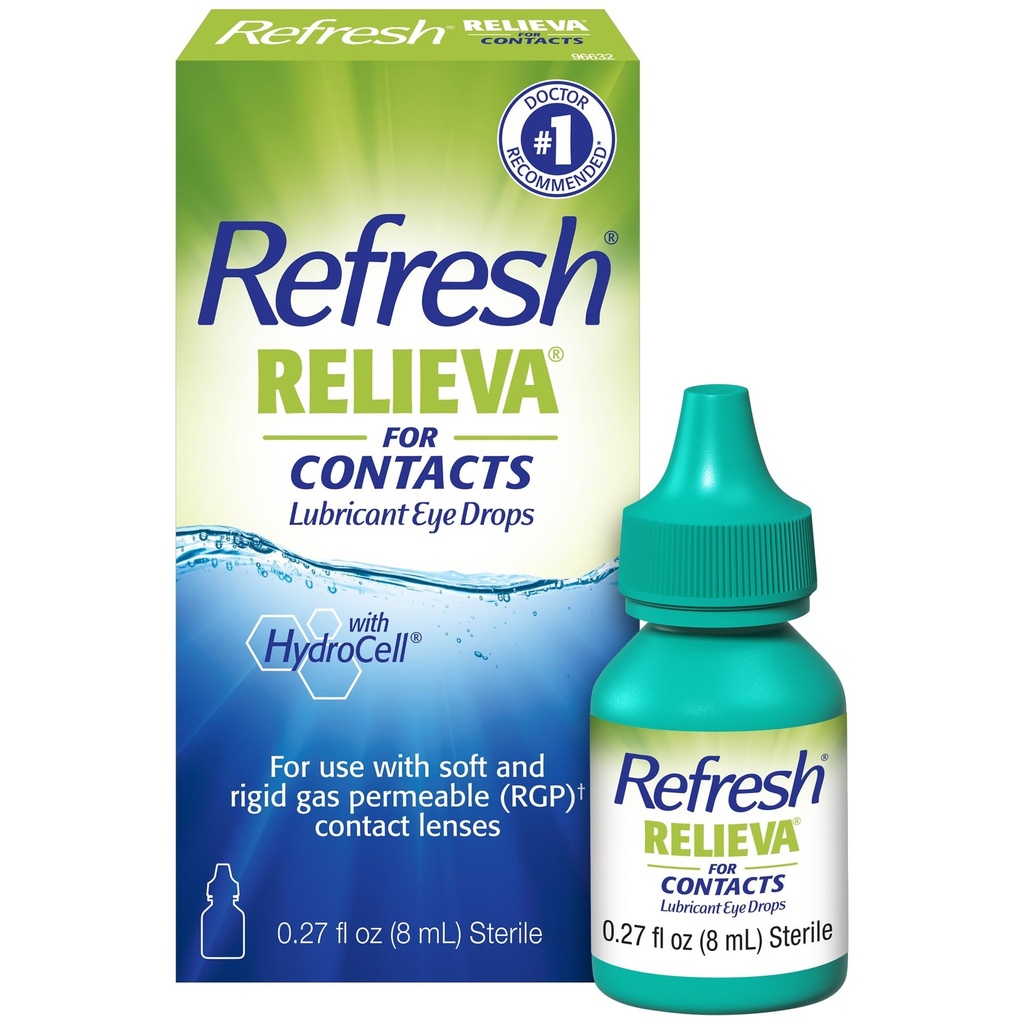 Relieva rinfrescante per contatti gocce di occhio lubrificante per occhi secchi, 0.27 Fl Oz Sterile