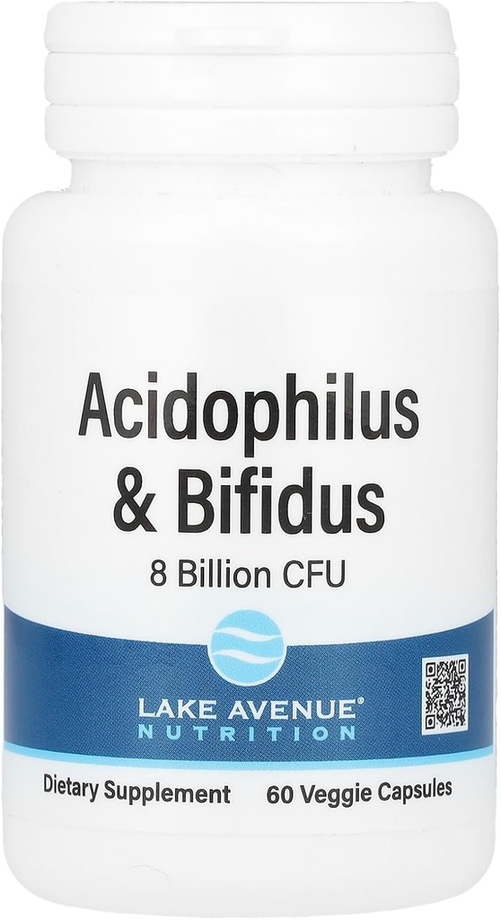 California Gold Nutrition Acidophilus e Bifidus, Miscela Probiotica con Lactobacillus acidophilus, Bifidobacterium lactis, e Bifidobacterium longum, 60 capsule vegetali