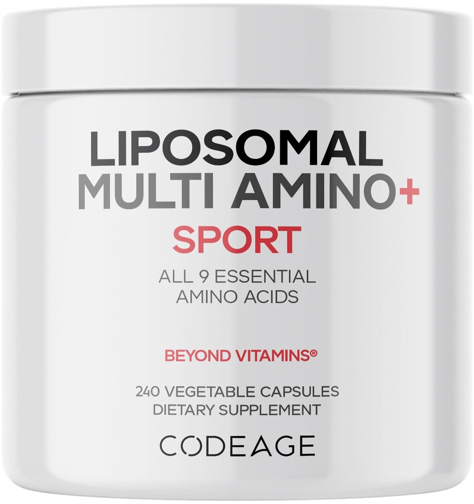 Codeage Multi Amino+ BCAA & EAA Supplemento, Tutti 9 aminoacidi essenziali, Free-Form Branched-Chain Amino Acid Pills, Supplemento Sport, Pre & post allenamento, Consegna Liposomal, Vegan, 240 capsule
