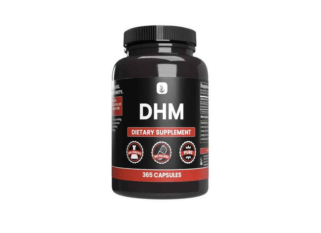 PURE ORIGINAL INGREDIENTI DHM, (365 capsule) Nessun filler di magnesio o di riso, sempre puro, verificato il laboratorio