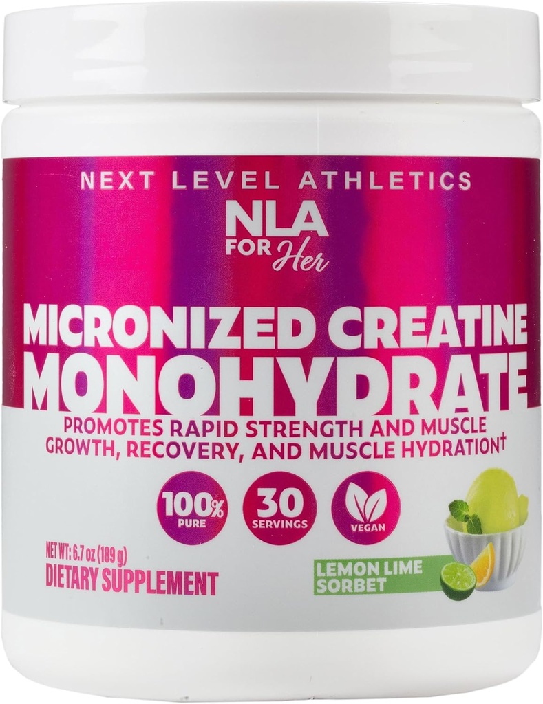 La sua creatina monoidrato micronizzata per le donne (30-5g Servings)-Great Tasting Lime Lime Sorbet Aromaed-Lean Muscle Growth & Workout Recovery, Boost Performance- Vegan, No Bloating or Water Retention