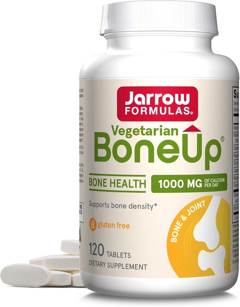 Jarrow Formulas BoneUp Vegetariano - 120 Compresse - Integratore Vegetariano/Vegan per Bone Salute Vegan -Friendly Sources of Vitamin D3, Vitamin K2 (come MK-7) & Calcium - 60 Serve