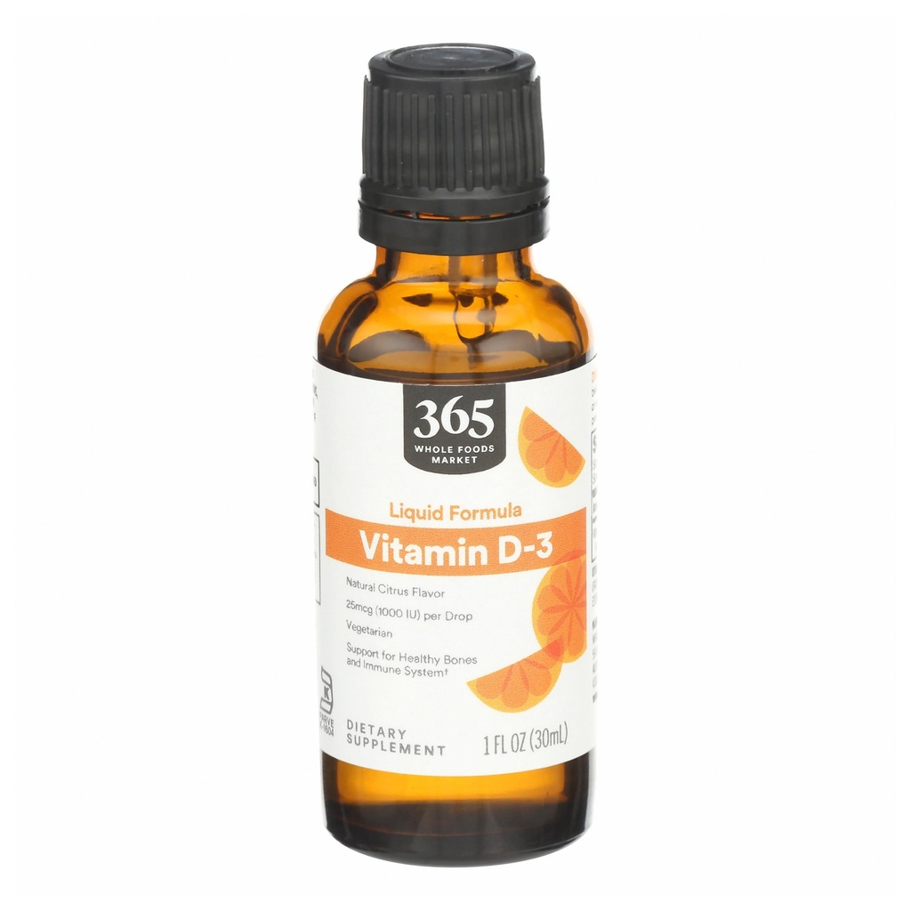 365 da Whole Foods Market, Vitamina D-3 Liquid Citrus Flavor 1000IU, 1 OZ