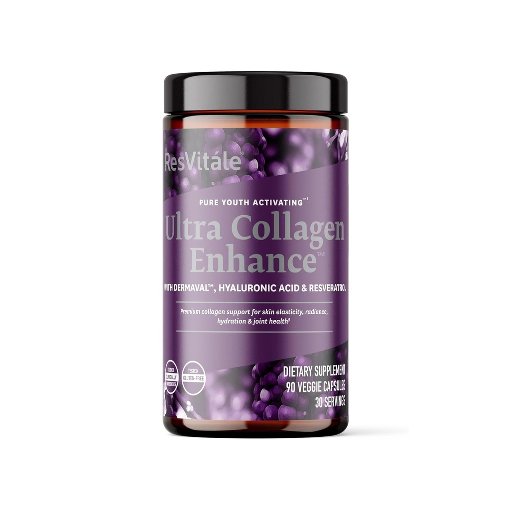 ResVitale Ultra Collagen Enhance - Integratore per la cura della pelle con Resveratrolo - 90 capsule vegetali